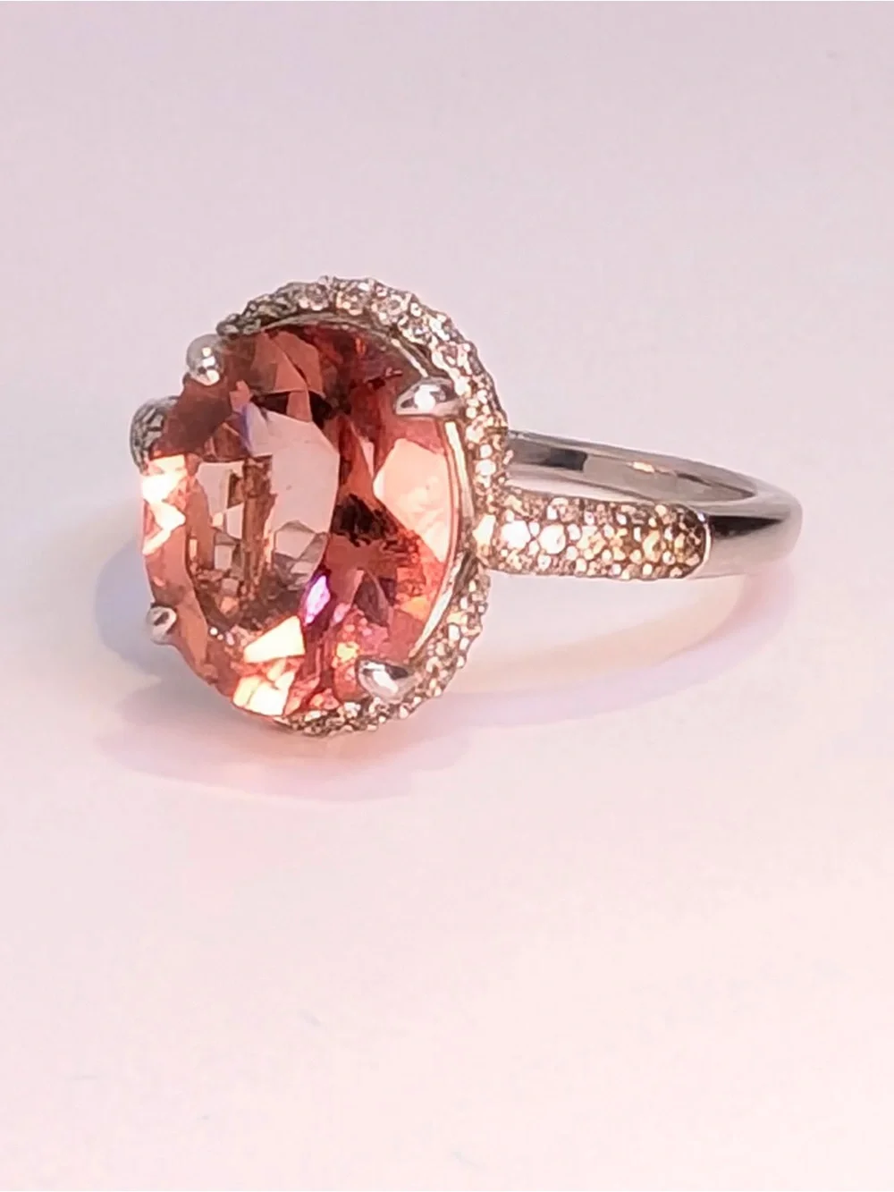 Red labradorite & zircon rhodium over sterling silver ring 3.85ctw size 8 3/4